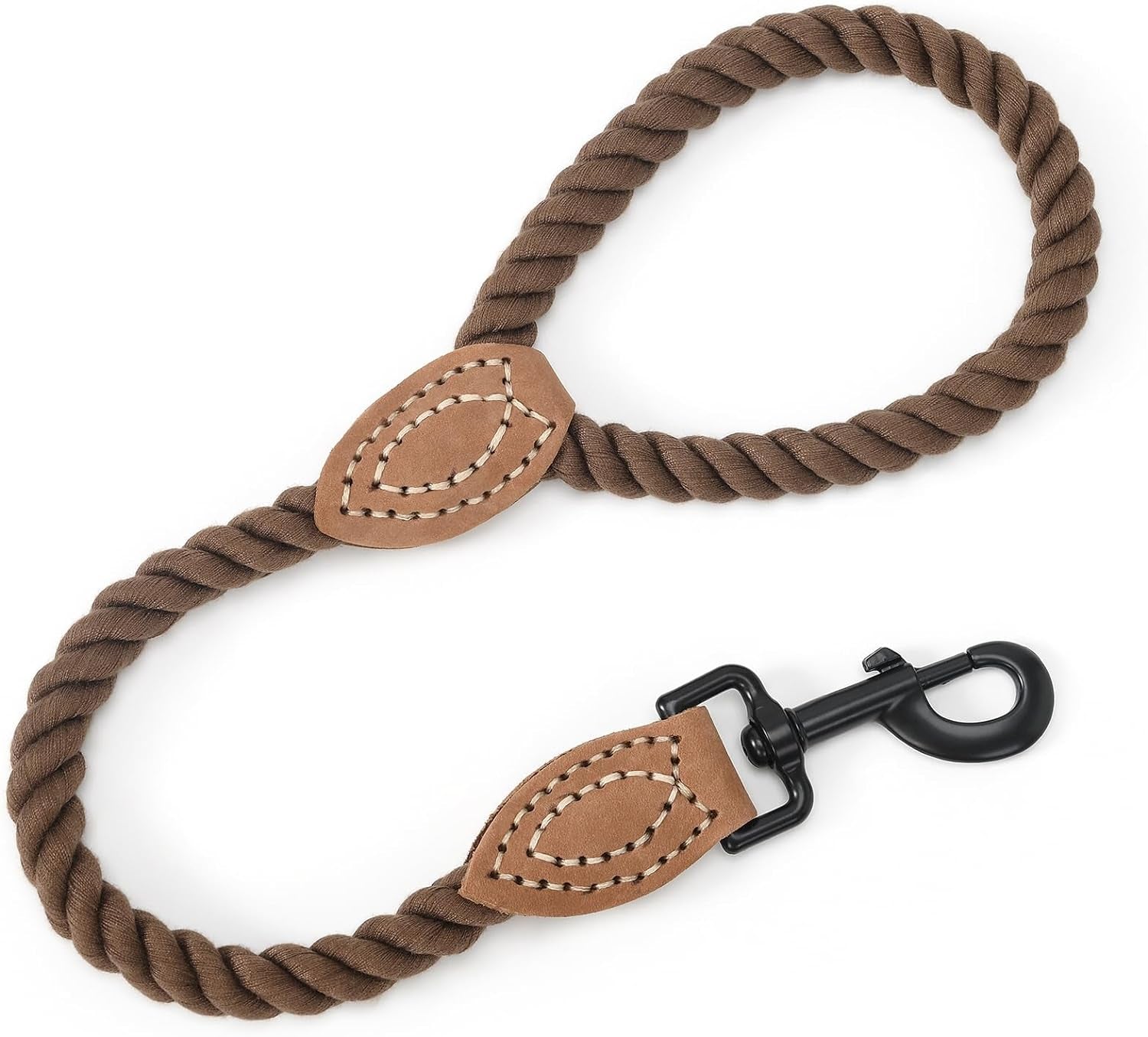 Dog Leash, Braided Cotton Rope Leashes with Leather Tailor Tip with Leather Tip - Heavy Duty Metal Clasp, 5FT, 1/2" Thick - Wedding, Walking Leash for Medium Large Dogs(Red)