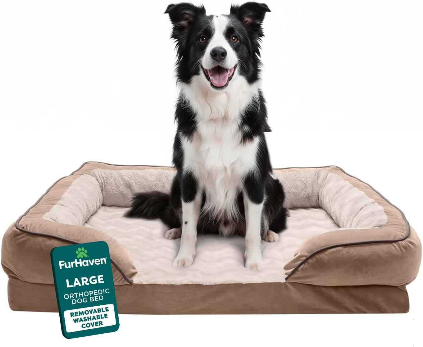 Soft, Orthopedic Foam Perfect Comfort Dog Bed with Washable & Removable Cover -Velvet Waves - Granite Gray, Dogs up to 55 Lbs - Large