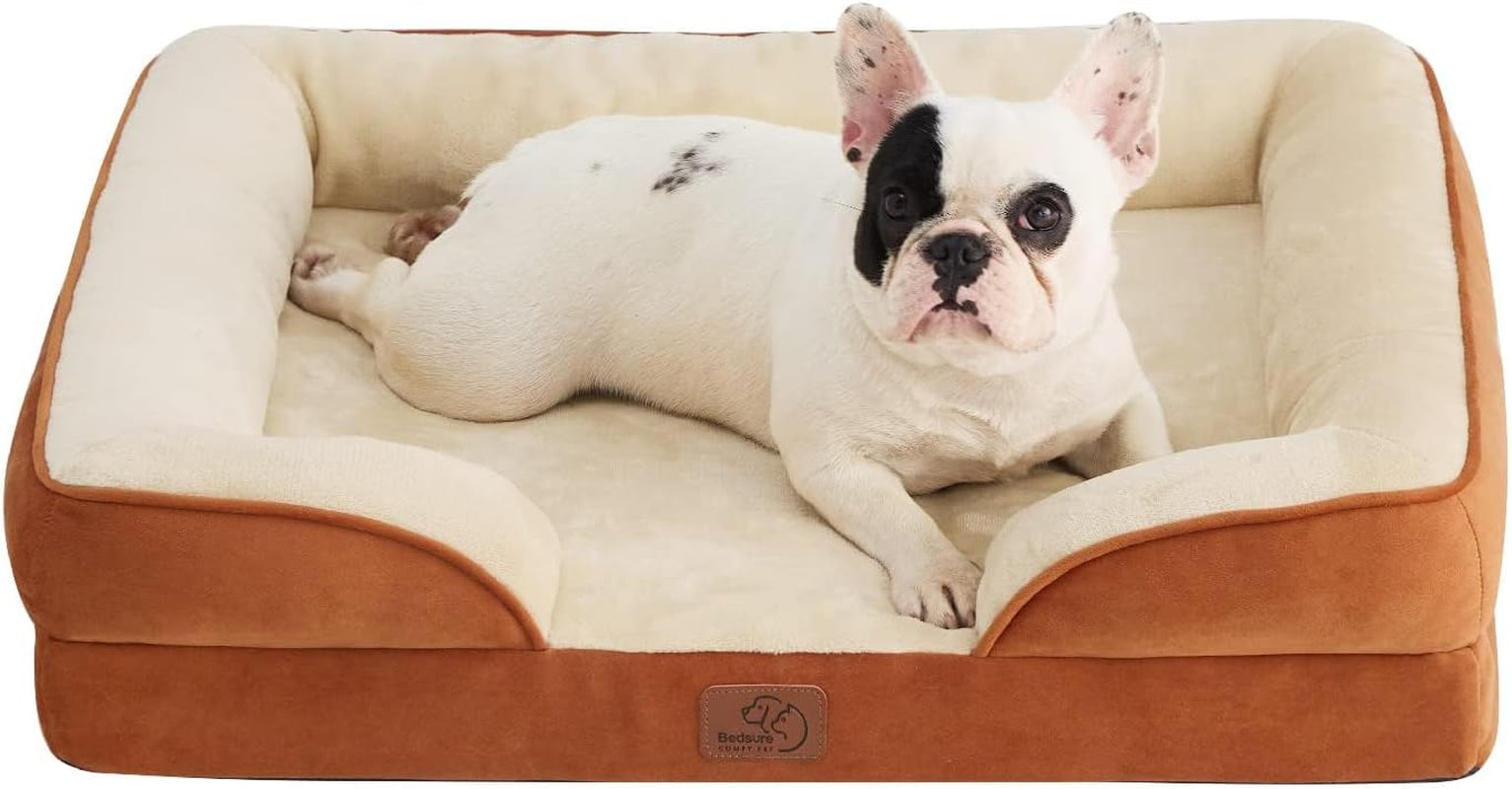 Orthopedic Dog Bed Medium Size Dogs - Washable Small Medium Dog Cat Bed Waterproof, Comfort Cats Couch Sofa with Washable Removable Cover, Pets Bed with Nonskid Bottom, Grey, 28"