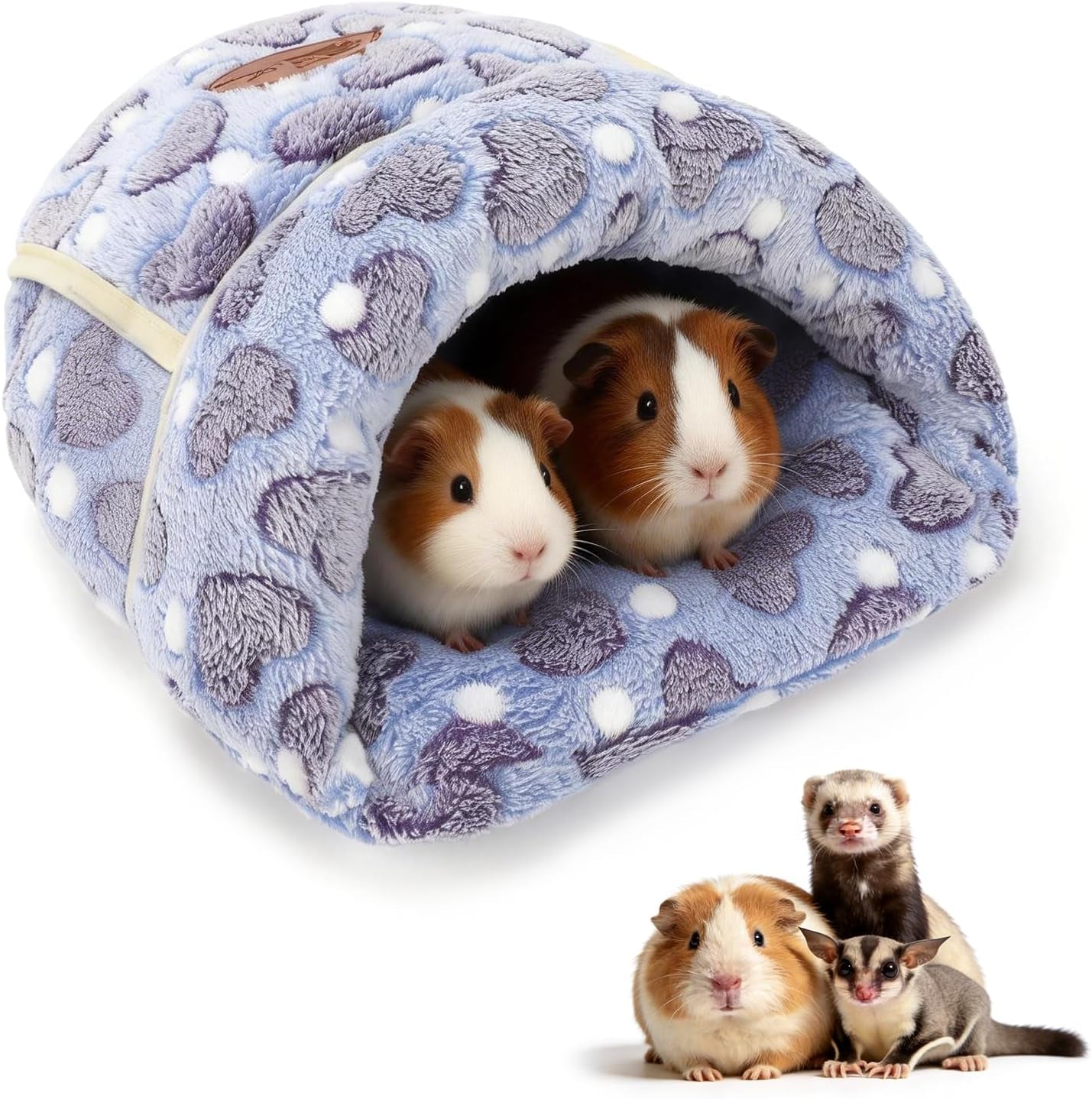Guinea Pig Bed Cuddle Cave Warm Fleece Cozy House Bedding Sleeping Cushion Cage Nest for Small Animal Squirrel Chinchilla Hedgehog Cage Accessories Brown