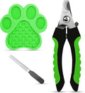 Superfunstuffs Dog Nail Clippers - Dog and Cat Pet Nail Trimmers with Nail File | Grooming Tool for Pets with Lick Mat - Professional Nail Clippers for Small Medium Large Breeds, Green