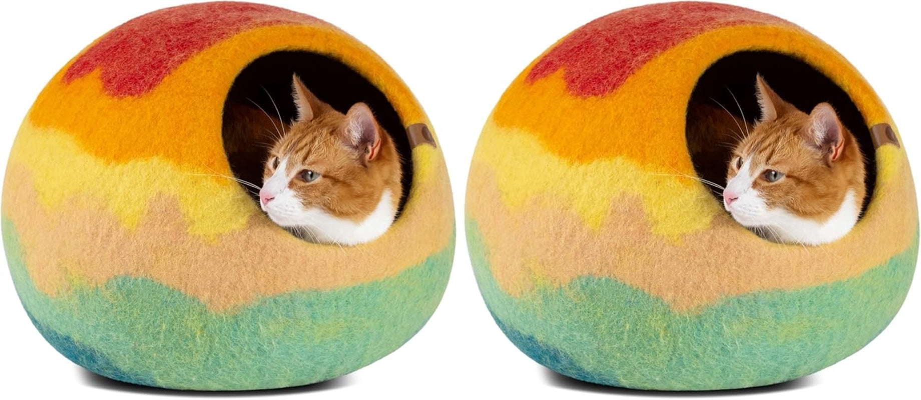 Cat Cave – Premium Felt Cat Bed for Indoor Cats, Handmade Merino Wool (Light Grey, Medium)