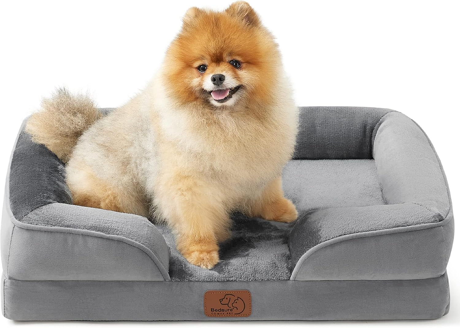 Orthopedic Dog Bed Medium Size Dogs - Washable Small Medium Dog Cat Bed Waterproof, Comfort Cats Couch Sofa with Washable Removable Cover, Pets Bed with Nonskid Bottom, Grey, 28"