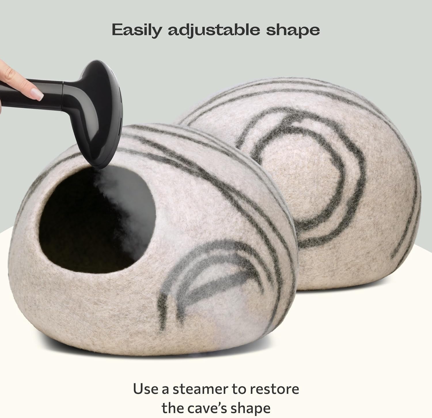 Cat Cave – Premium Felt Cat Bed for Indoor Cats, Handmade Merino Wool (Light Grey, Medium)
