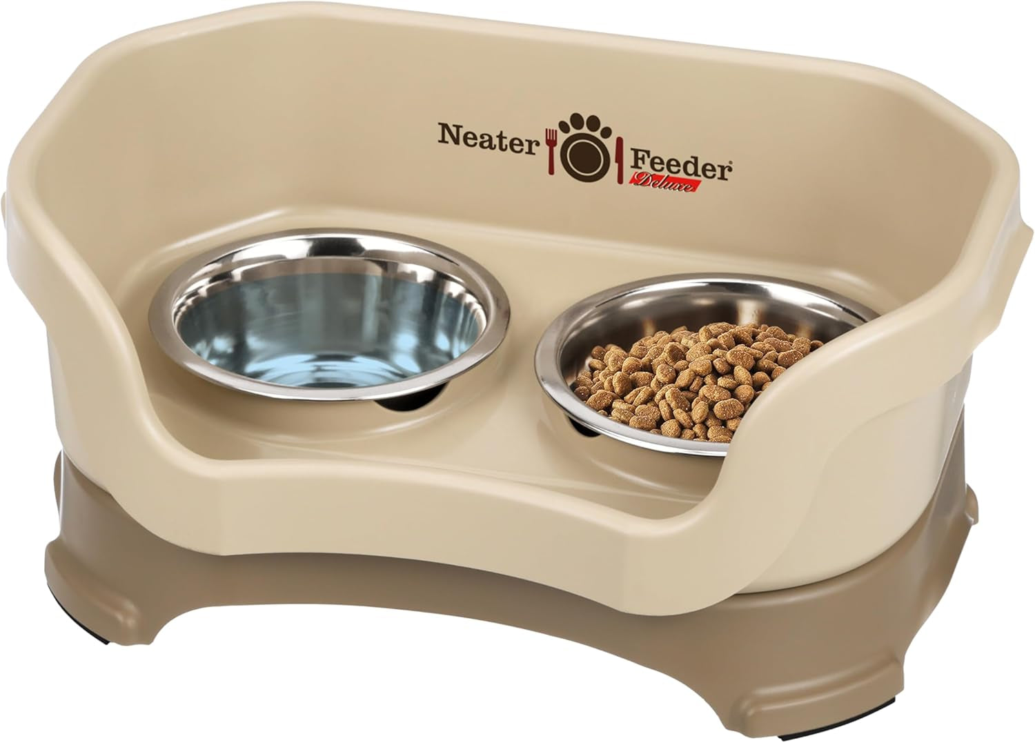 Neater Feeder Deluxe Mess-Proof Elevated Dog Bowls for Large Dogs (40+ Lbs), 2 Height Adjustable (14.5” & 17.5”) No-Spill Raised Dog Bowl Stand, Stainless Steel Food Bowl Set, Made in USA, Black