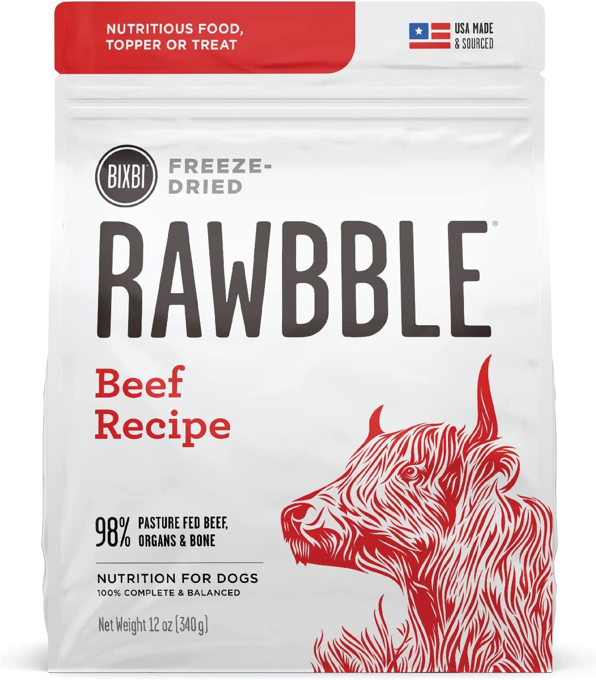 Liberty Freeze-Dried Dog Food Topper & Treats, Pork – 97% Meat & Organs, No Refrigeration – USA Made, 12 Oz