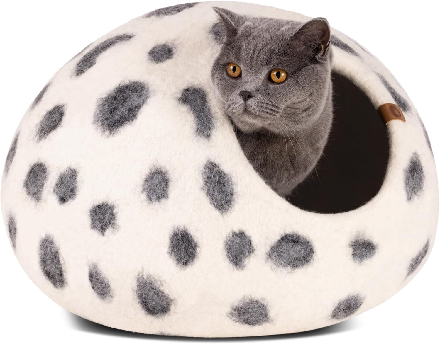 Cat Cave – Premium Felt Cat Bed for Indoor Cats, Handmade Merino Wool (Light Grey, Medium)