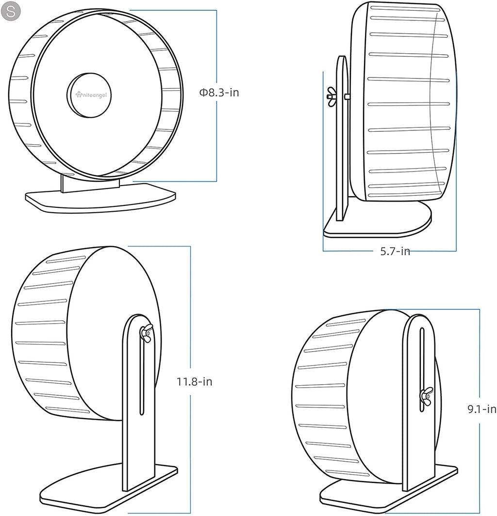 Super-Silent Hamster Exercise Wheels: - Quiet Spinner Hamster Running Wheels with Adjustable Stand for Hamsters Gerbils Mice or Other Small Animals (S, Mint Green)