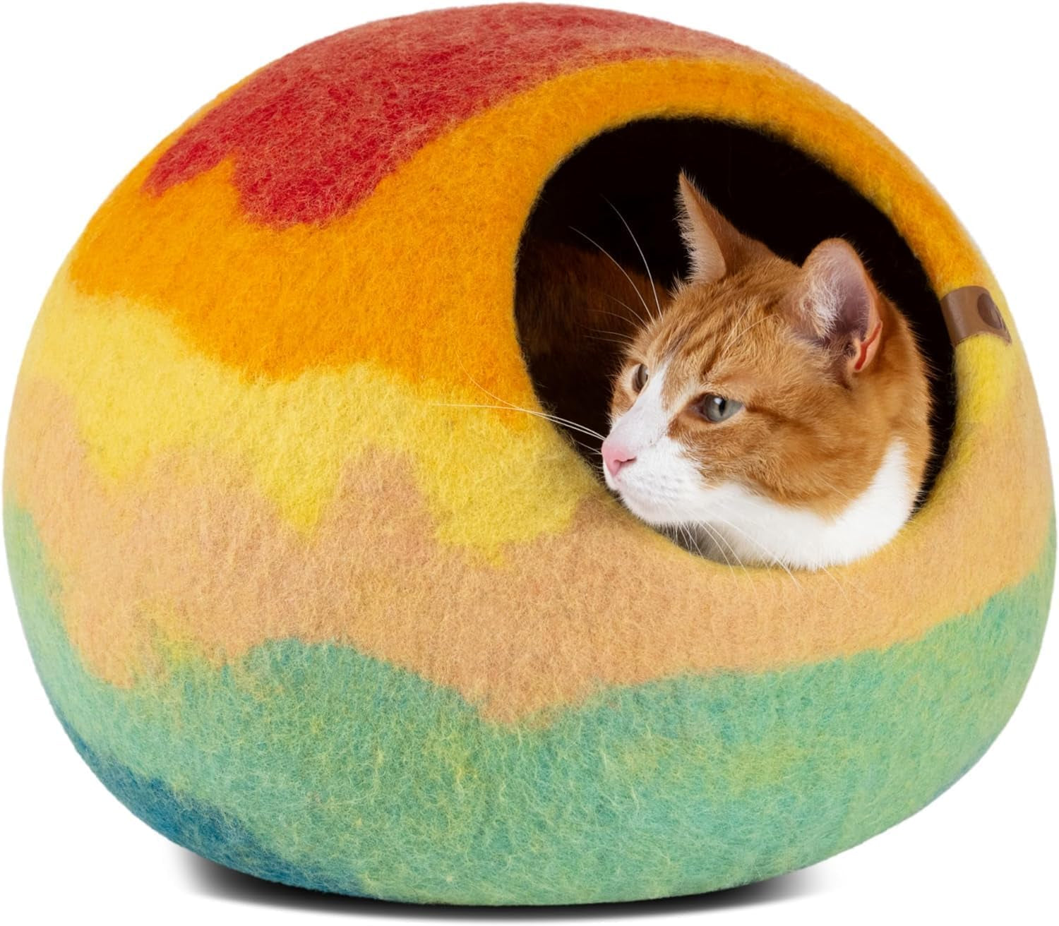 Cat Cave – Premium Felt Cat Bed for Indoor Cats, Handmade Merino Wool (Light Grey, Medium)