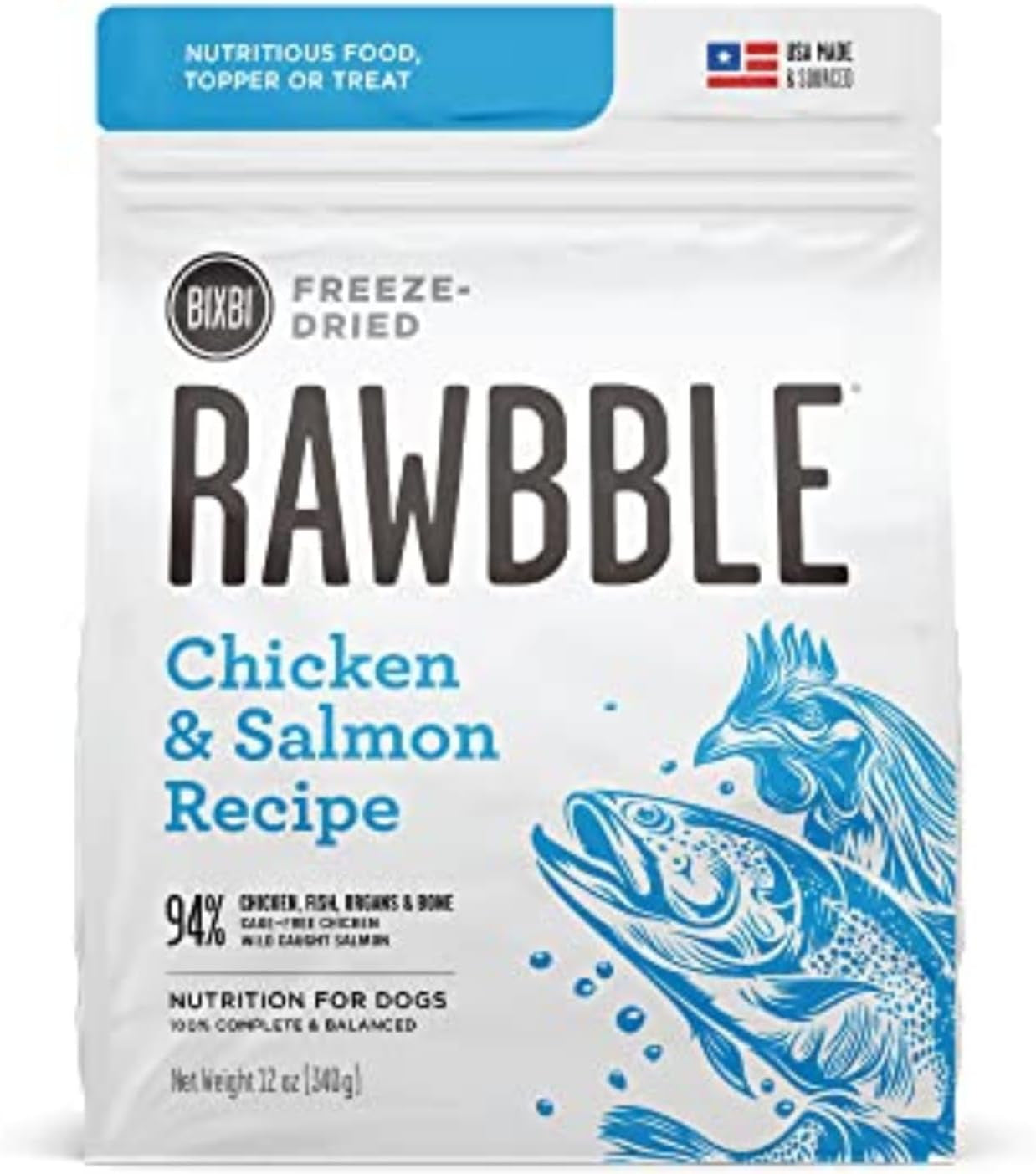 Liberty Freeze-Dried Dog Food Topper & Treats, Pork – 97% Meat & Organs, No Refrigeration – USA Made, 12 Oz