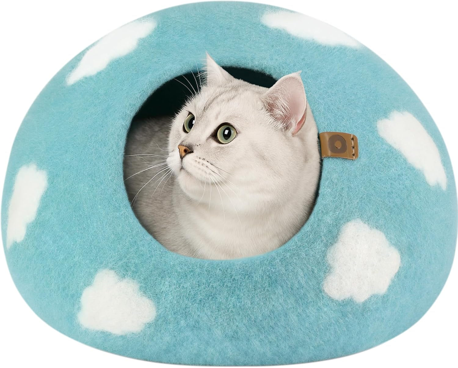 Cat Cave – Premium Felt Cat Bed for Indoor Cats, Handmade Merino Wool (Light Grey, Medium)