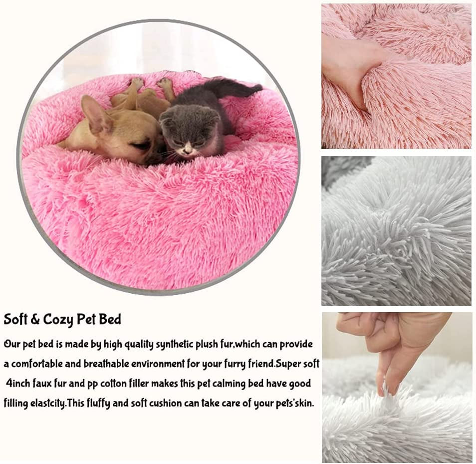 Dog Bed, Dog Beds for Medium Dogs Clearance, Puppy Bed, Calming Dog Bed, Pet Bed, Anti-Anxiety Donut Dog Cuddler Bed, Warming Soft Dog round Bed (28 Inch, Dark Grey)
