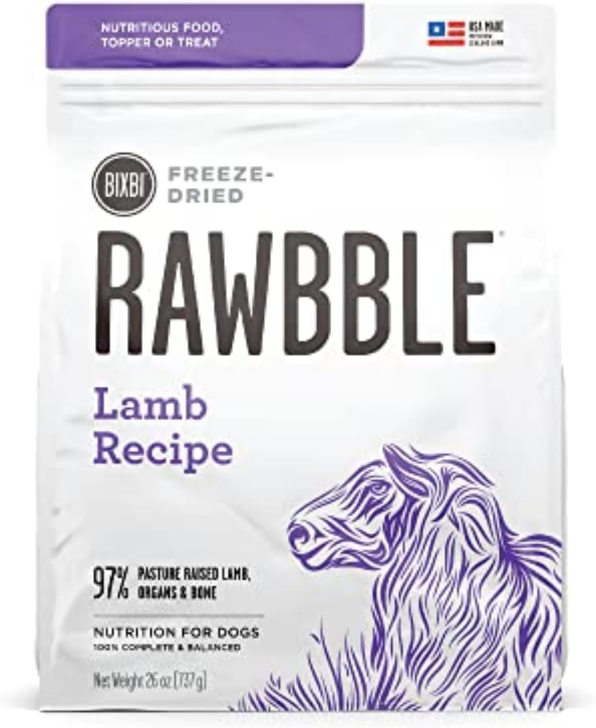 Liberty Freeze-Dried Dog Food Topper & Treats, Pork – 97% Meat & Organs, No Refrigeration – USA Made, 12 Oz
