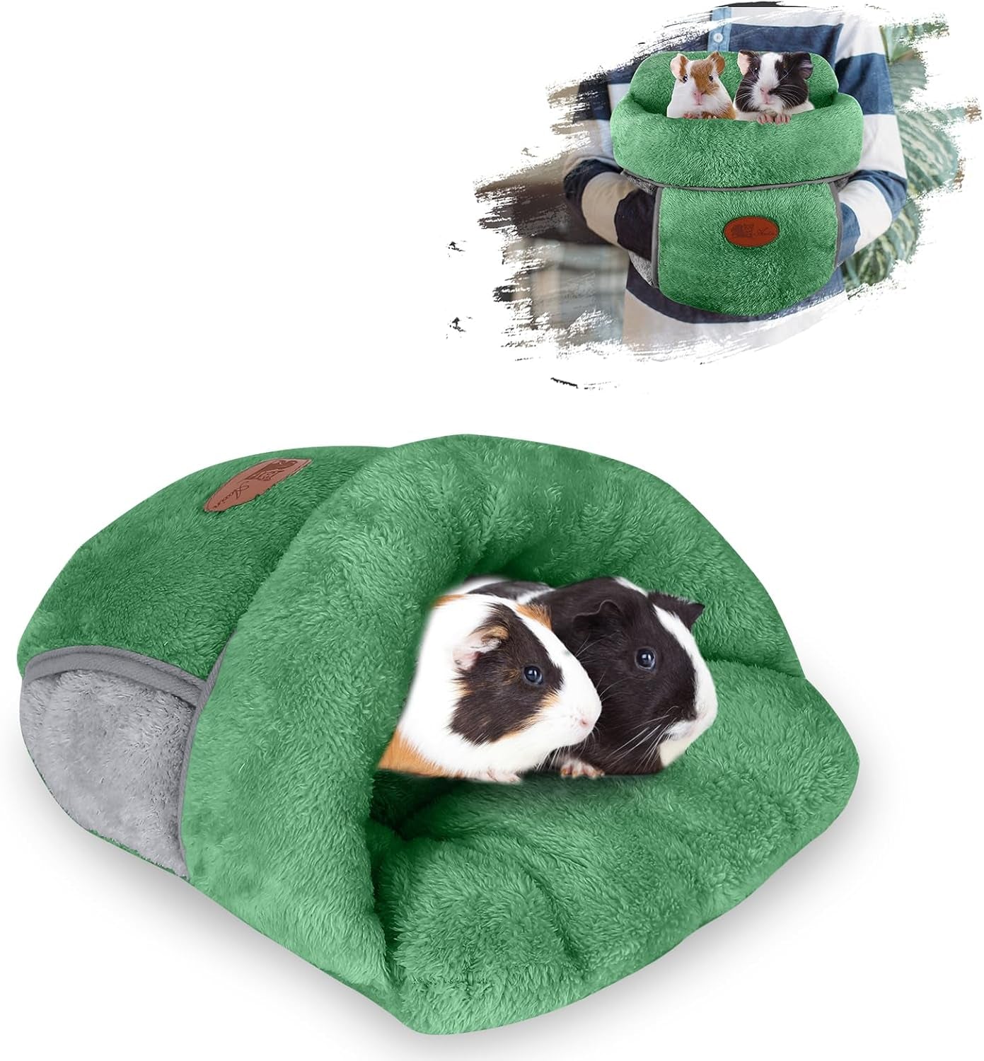 Guinea Pig Bed Cuddle Cave Warm Fleece Cozy House Bedding Sleeping Cushion Cage Nest for Small Animal Squirrel Chinchilla Hedgehog Cage Accessories Brown