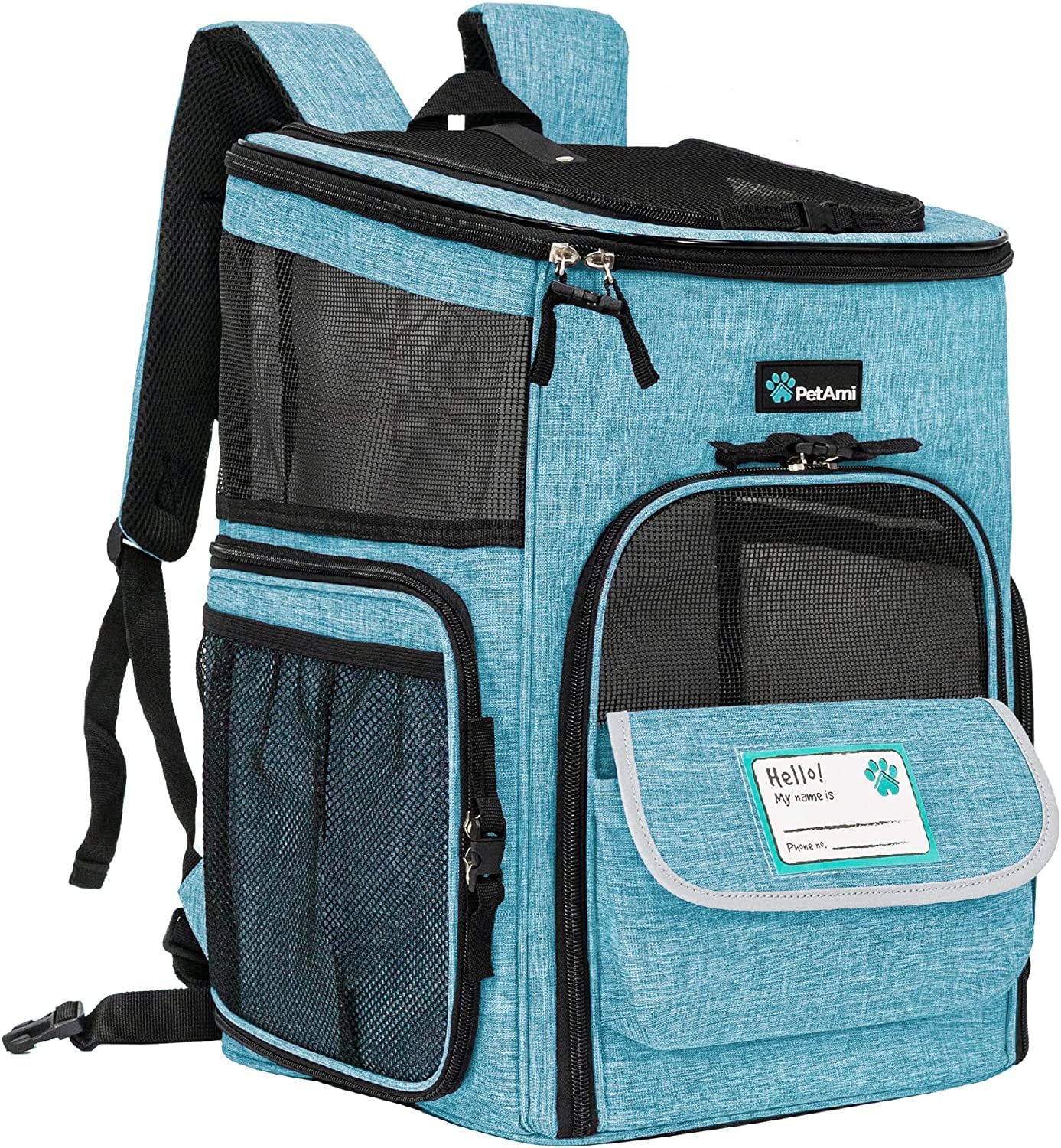 Dog Backpack Carrier, Airline Approved Cat Backpacks for Carrying Small Large Cats, Pet Carrier Back Pack, Ventilated Soft Sided for Travel, Hiking, Camping, Max 18 Lbs, Navy