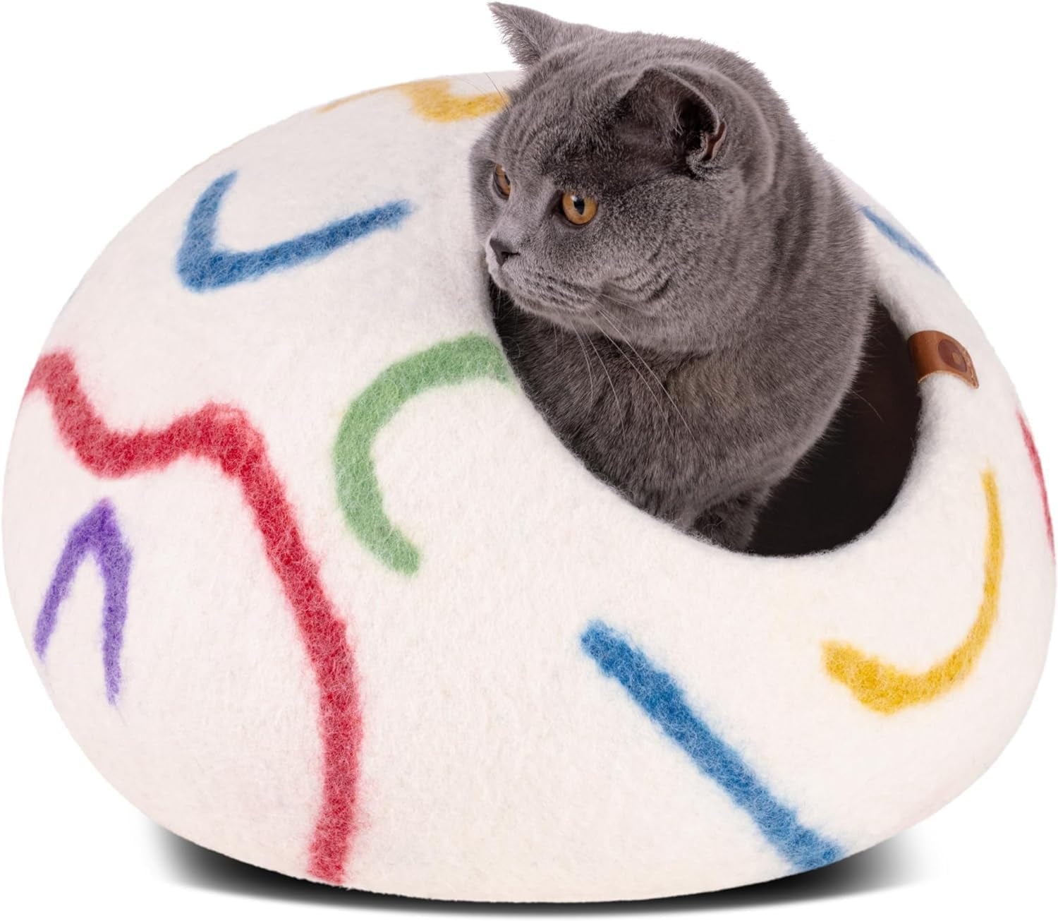 Cat Cave – Premium Felt Cat Bed for Indoor Cats, Handmade Merino Wool (Light Grey, Medium)