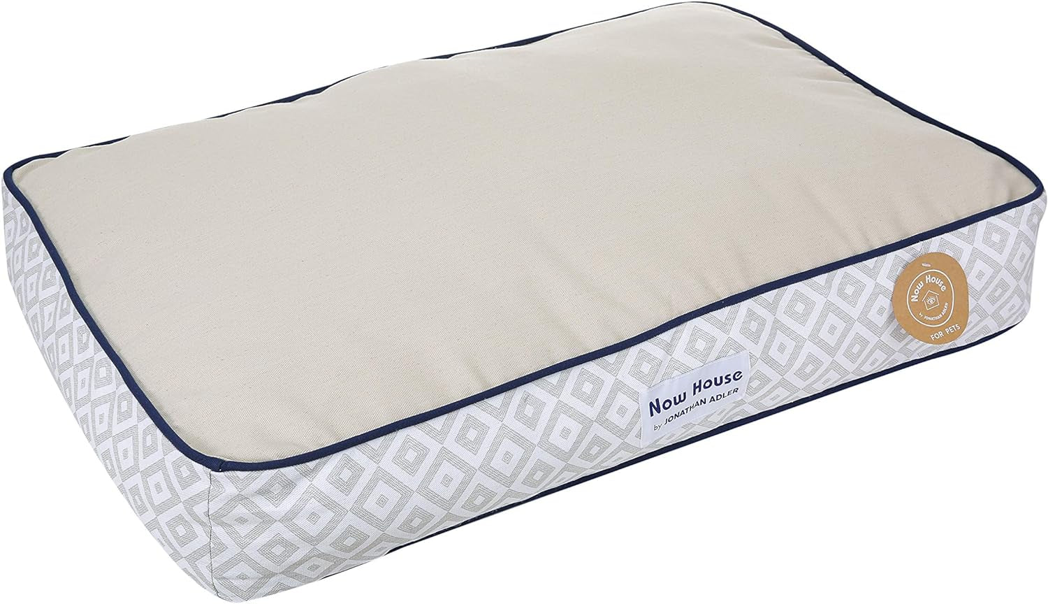 Now House for Pets Grey Diamond Cushion Dog Bed, Small Dog Bed, Machine Washable, Cotton/Poly Blend, 17X22X5 Inches