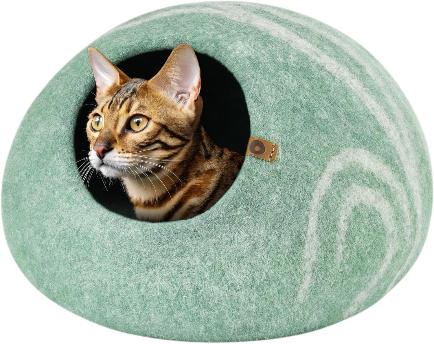 Cat Cave – Premium Felt Cat Bed for Indoor Cats, Handmade Merino Wool (Light Grey, Medium)